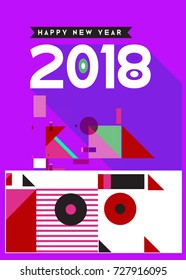 Happy New Year 2018 colorful abstract design, vector elements for calendar and greeting card.