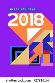 Happy New Year 2018 colorful abstract design, vector elements for calendar and greeting card.