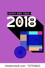 Happy New Year 2018 colorful abstract design, vector elements for calendar and greeting card.