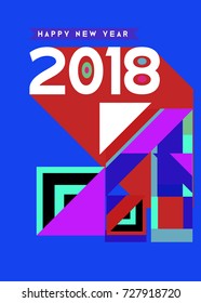 Happy New Year 2018 colorful abstract design, vector elements for calendar and greeting card.