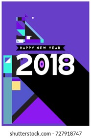 Happy New Year 2018 colorful abstract design, vector elements for calendar and greeting card.