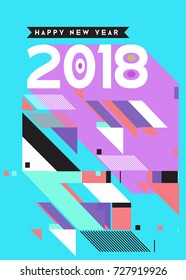 Happy New Year 2018 colorful abstract design, vector elements for calendar and greeting card.