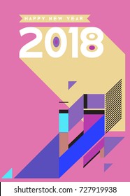 Happy New Year 2018 colorful abstract design, vector elements for calendar and greeting card.