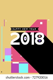 Happy New Year 2018 colorful abstract design, vector elements for calendar and greeting card.