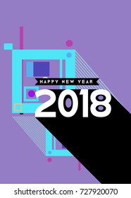 Happy New Year 2018 colorful abstract design, vector elements for calendar and greeting card.