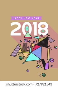 Happy New Year 2018 colorful abstract design, vector elements for calendar and greeting card.