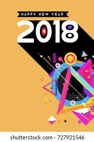 Happy New Year 2018 colorful abstract design, vector elements for calendar and greeting card.