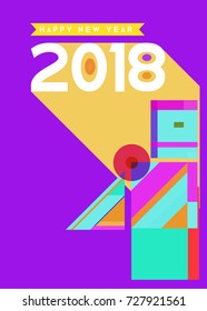 Happy New Year 2018 colorful abstract design, vector elements for calendar and greeting card.