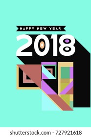 Happy New Year 2018 colorful abstract design, vector elements for calendar and greeting card.