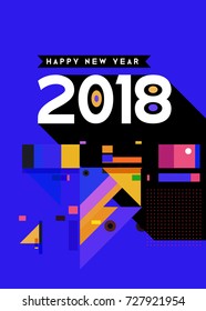Happy New Year 2018 colorful abstract design, vector elements for calendar and greeting card.
