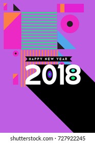 Happy New Year 2018 colorful abstract design, vector elements for calendar and greeting card.