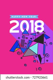 Happy New Year 2018 colorful abstract design, vector elements for calendar and greeting card.