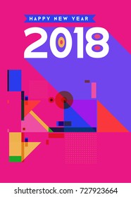 Happy New Year 2018 colorful abstract design, vector elements for calendar and greeting card.