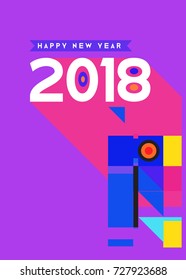 Happy New Year 2018 colorful abstract design, vector elements for calendar and greeting card.