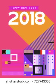 Happy New Year 2018 colorful abstract design, vector elements for calendar and greeting card.