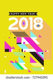 Happy New Year 2018 colorful abstract design, vector elements for calendar and greeting card.