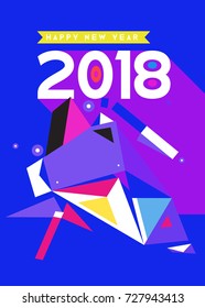 Happy New Year 2018 colorful abstract design, vector elements for calendar and greeting card.