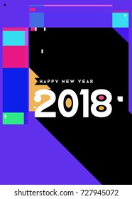 Happy New Year 2018 colorful abstract design, vector elements for calendar and greeting card.