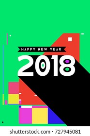 Happy New Year 2018 colorful abstract design, vector elements for calendar and greeting card.