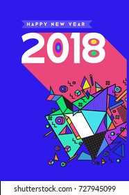 Happy New Year 2018 colorful abstract design, vector elements for calendar and greeting card.