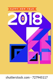 Happy New Year 2018 colorful abstract design, vector elements for calendar and greeting card.