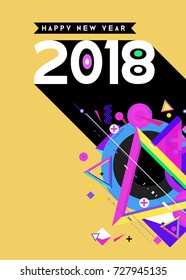 Happy New Year 2018 colorful abstract design, vector elements for calendar and greeting card.