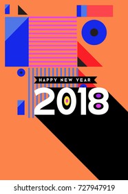 Happy New Year 2018 colorful abstract design, vector elements for calendar and greeting card.