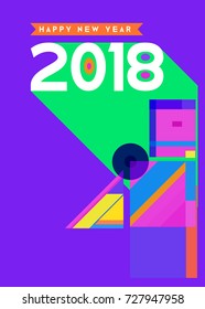 Happy New Year 2018 colorful abstract design, vector elements for calendar and greeting card.