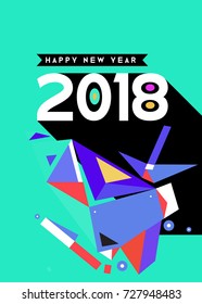 Happy New Year 2018 colorful abstract design, vector elements for calendar and greeting card.