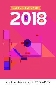 Happy New Year 2018 colorful abstract design, vector elements for calendar and greeting card.