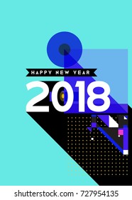 Happy New Year 2018 colorful abstract design, vector elements for calendar and greeting card.