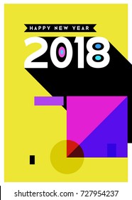 Happy New Year 2018 colorful abstract design, vector elements for calendar and greeting card.