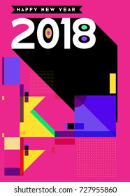 Happy New Year 2018 colorful abstract design, vector elements for calendar and greeting card.