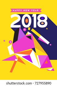 Happy New Year 2018 colorful abstract design, vector elements for calendar and greeting card.