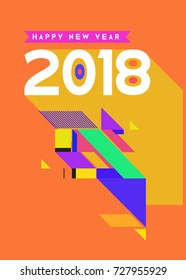 Happy New Year 2018 colorful abstract design, vector elements for calendar and greeting card.