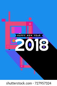 Happy New Year 2018 colorful abstract design, vector elements for calendar and greeting card.