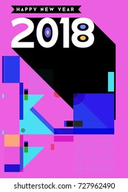 Happy New Year 2018 colorful abstract design, vector elements for calendar and greeting card.