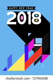 Happy New Year 2018 colorful abstract design, vector elements for calendar and greeting card.