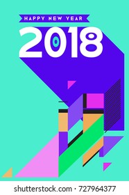 Happy New Year 2018 colorful abstract design, vector elements for calendar and greeting card.