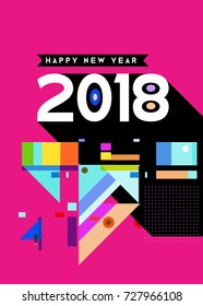Happy New Year 2018 colorful abstract design, vector elements for calendar and greeting card.