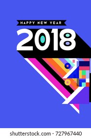 Happy New Year 2018 colorful abstract design, vector elements for calendar and greeting card.