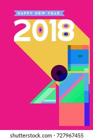 Happy New Year 2018 colorful abstract design, vector elements for calendar and greeting card.