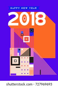 Happy New Year 2018 colorful abstract design, vector elements for calendar and greeting card.