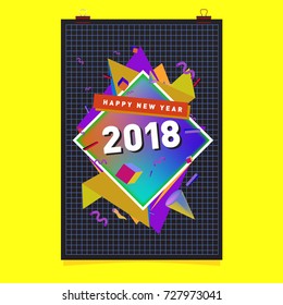 Happy New Year 2018 colorful abstract design, vector elements for calendar and greeting card.