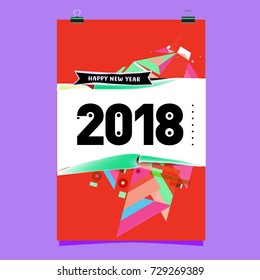 Happy New Year 2018 colorful abstract design, vector elements for calendar and greeting card.