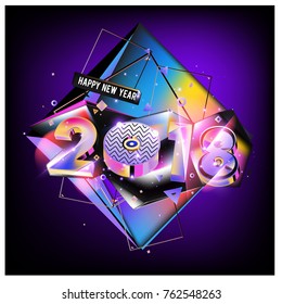 Happy New Year 2018 colorful 3d background