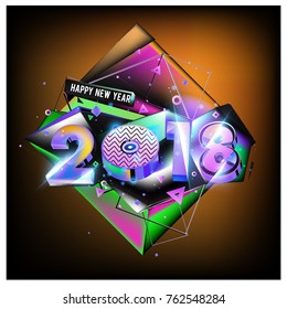 Happy New Year 2018 colorful 3d background
