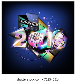 Happy New Year 2018 colorful 3d background