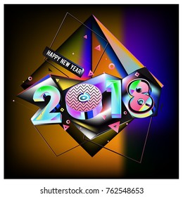 
Happy New Year 2018 colorful 3d background