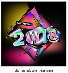 
Happy New Year 2018 colorful 3d background